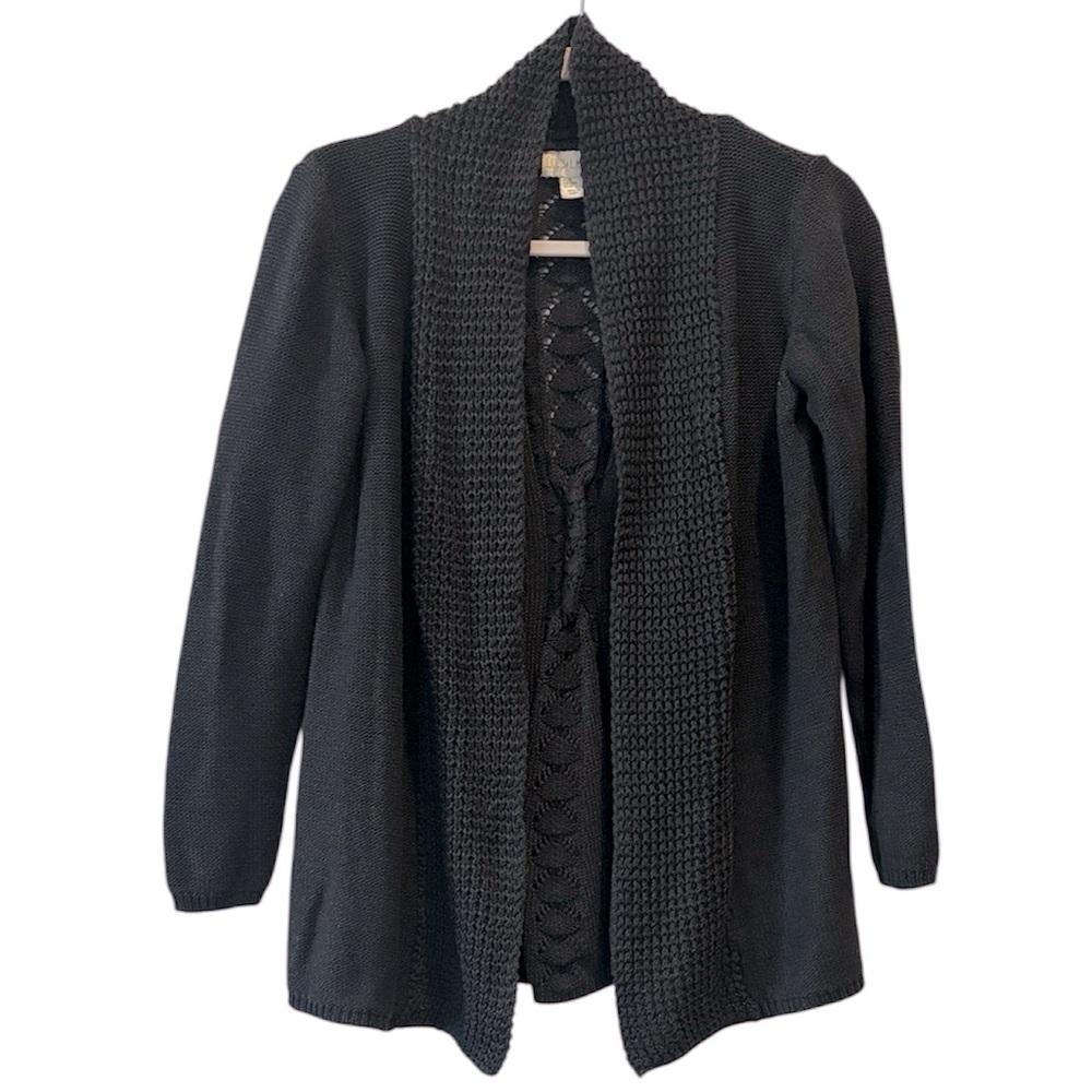 LUCY AND LAUREL CHARCOAL GRAY CARDIGAN WITH INTERESTING BACK SZ Medium